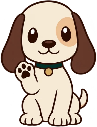 The hound sitting with one paw raised.